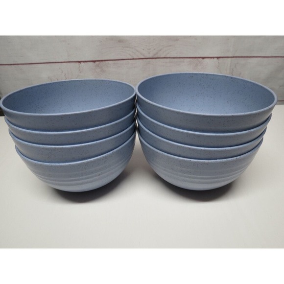 Unbranded Other - Set of 8 Unbreakable Wheat Straw Cereal Bowls - Blue Speckle - BPA Free